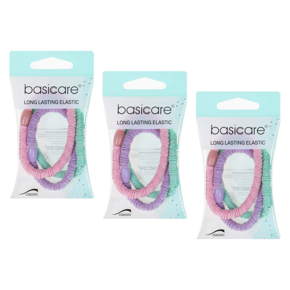 Basicare Pastel Elastic Hair Bands With Bead Bundle of 3 Hair Ties