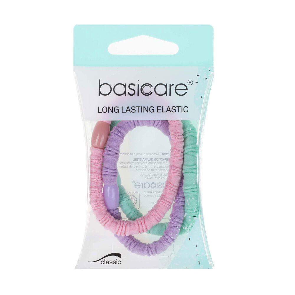 Basicare Pastel Elastic Hair Bands With Bead 3 Pack