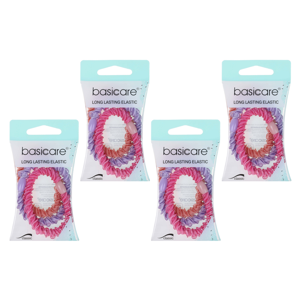 Basicare Twist Elastic Hair Bands Bundle of 4 Long Lasting Hair Ties