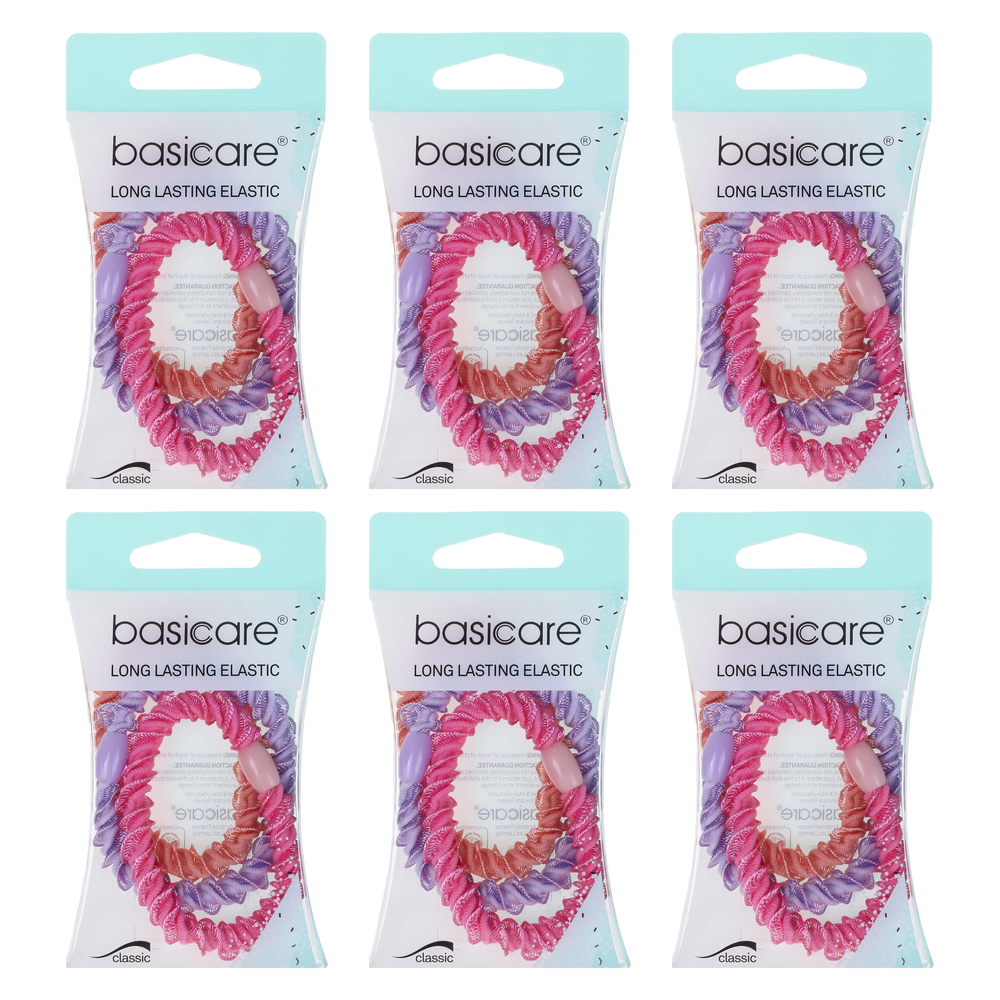 Basicare Twist Elastic Hair Bands Long Lasting Bundle of 6