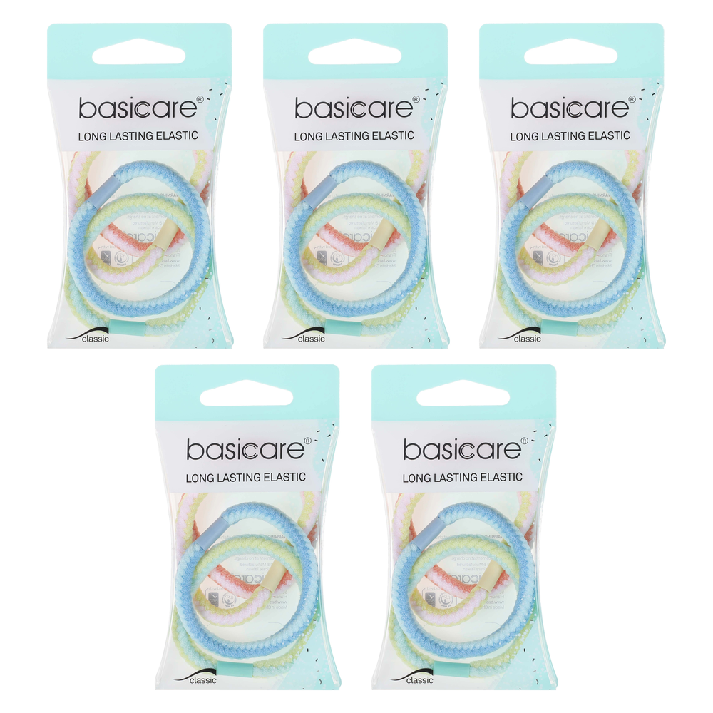 Basicare Plaited Elastic Hair Bands Bundle of 5 Long Lasting Hair Ties