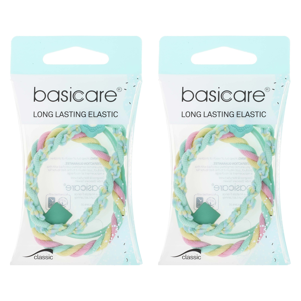 Basicare Elastic Hair Bands Light Mint Bundle of 2 3 Pack Long Lasting Hair Ties