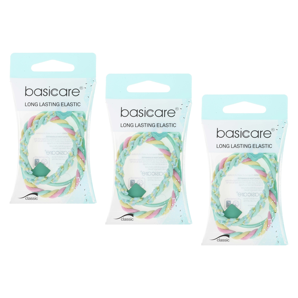 Basicare Elastic Hair Bands Light Mint Bundle of 3 Long Lasting