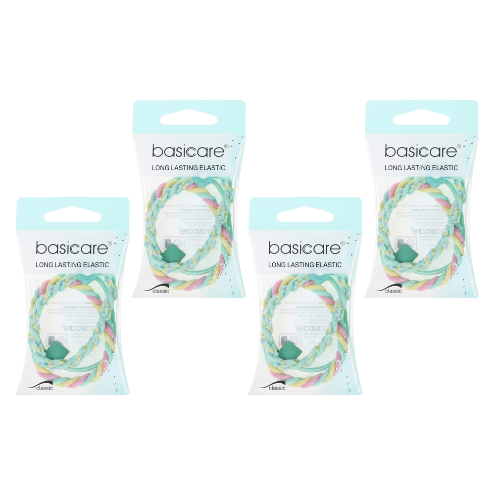 Basicare Elastic Hair Bands Light Mint Bundle of 4 Long Lasting Hair Bands