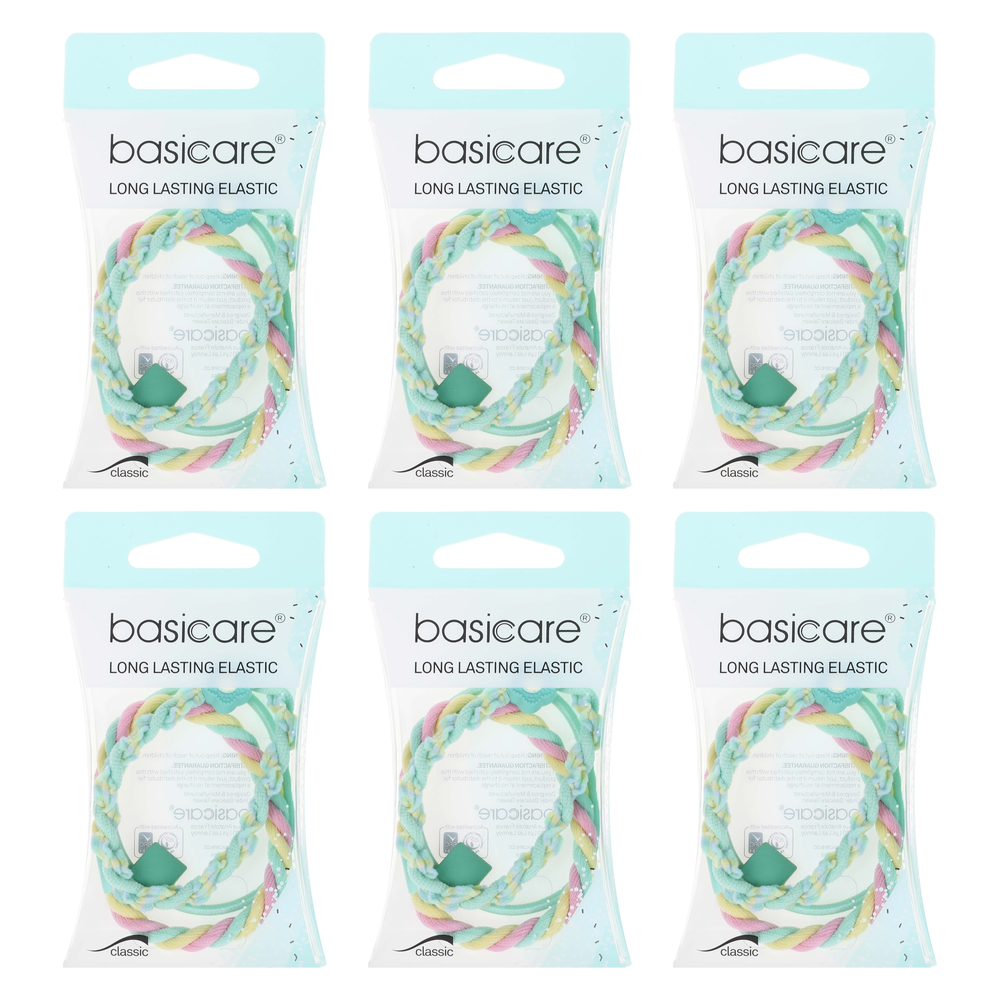 Basicare Long Lasting Elastic Hair Bands 3 Pack Light Mint Bundle of 6