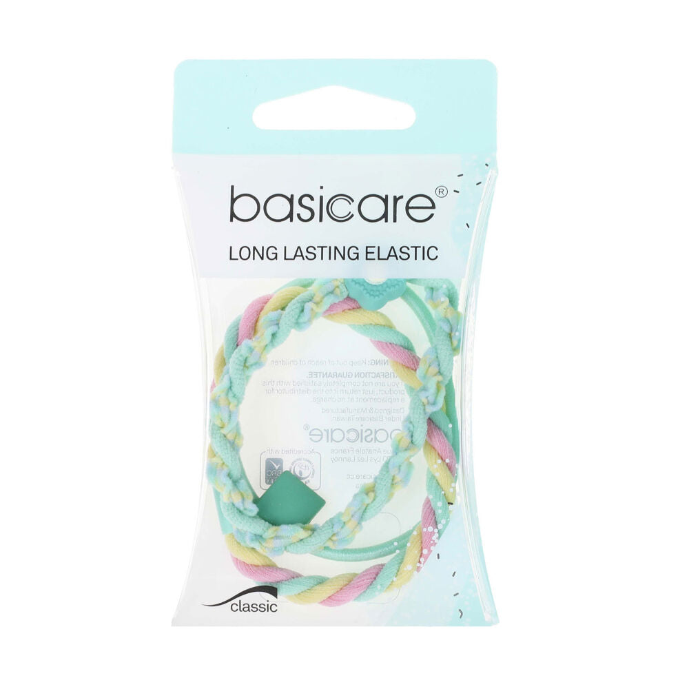 Basicare Elastic Hair Bands Long Lasting Light Mint 3 Pack