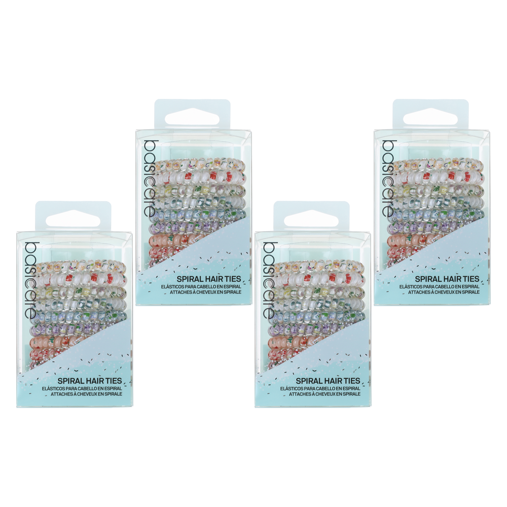 Basicare Floral Spiral Hair Elastic 10 Pack Bundle of 4 40 Elastics