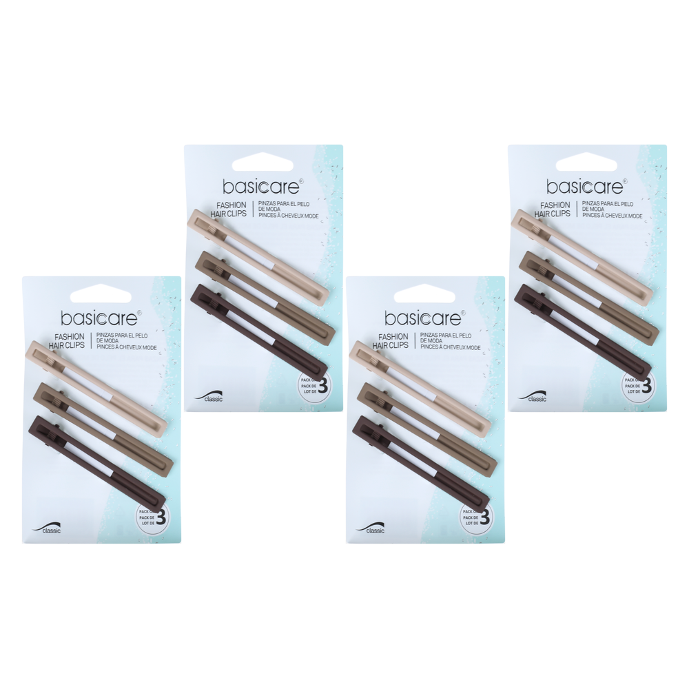 Basicare Rectangle Hair Clips 4 Pack Bundle Hair Accessories