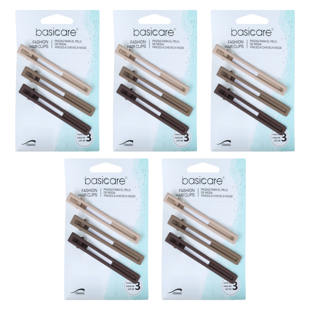 Basicare Rectangle Hair Clips 5 Pack Bundle Secure Hold for All Hair Types