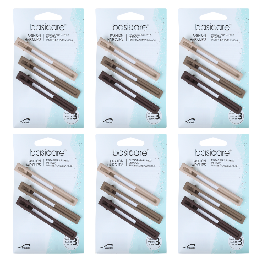 Basicare Rectangle Hair Clips Bundle of 6 Pack Hair Accessories
