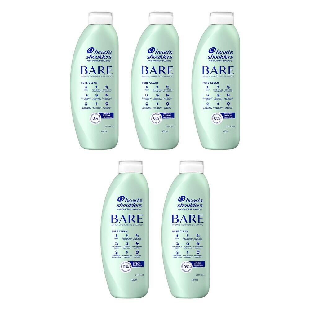 Head & Shoulders BARE Pure Clean Anti-Dandruff Shampoo 400mL Pack of 5