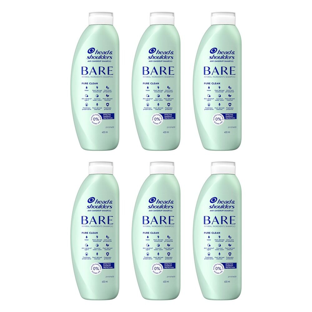 Head & Shoulders BARE Pure Clean Anti-Dandruff Shampoo 400mL Pack of 6