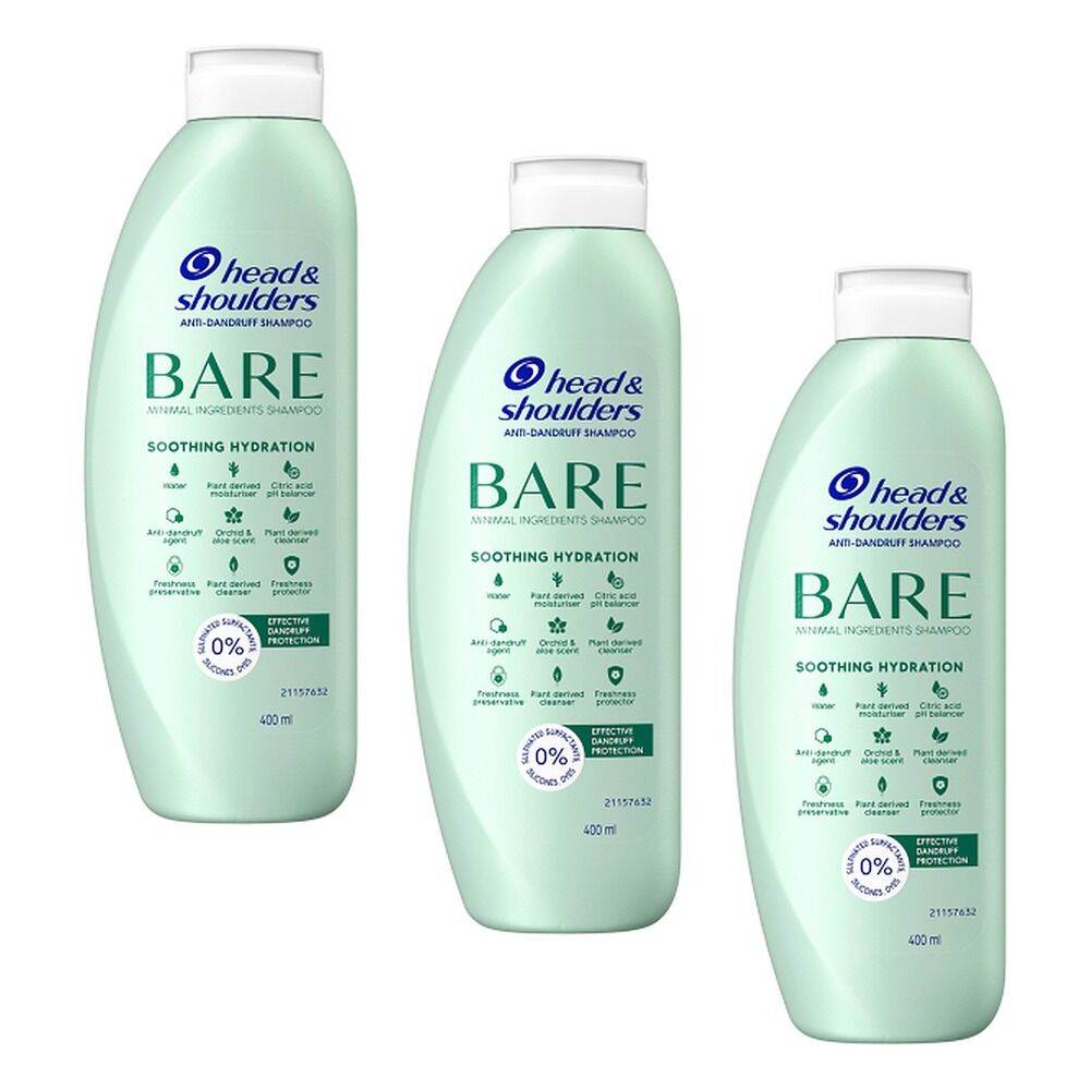 Head & Shoulders BARE Soothing Hydration Anti-Dandruff Shampoo 400mL Pack of 3
