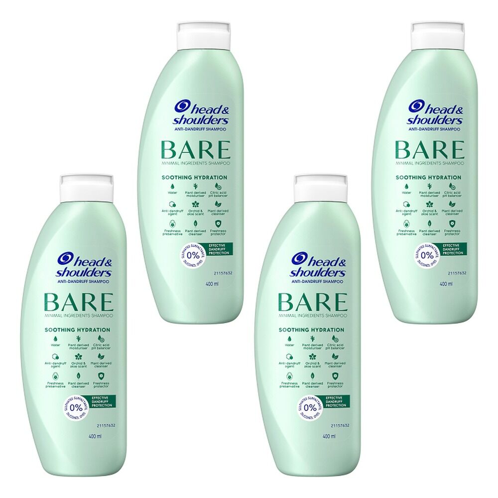 Head & Shoulders BARE Soothing Hydration Anti-Dandruff Shampoo 400mL Pack of 4