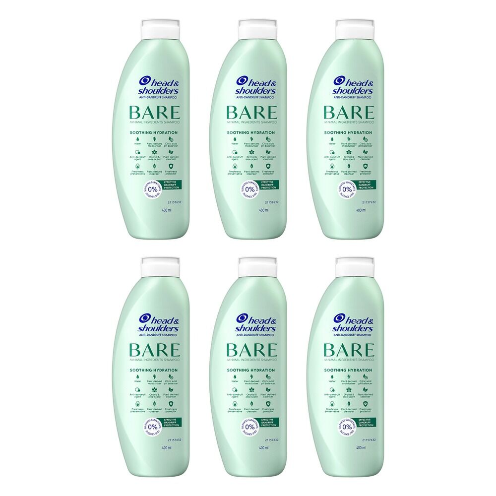 Head & Shoulders BARE Soothing Hydration Anti-Dandruff Shampoo 400mL Pack of 6