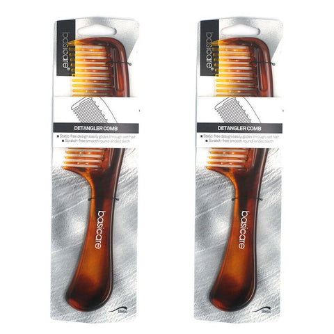 Basicare Hair Detangler Comb Brush 22cm Pack of 2 Smooth Styling Frizz Control