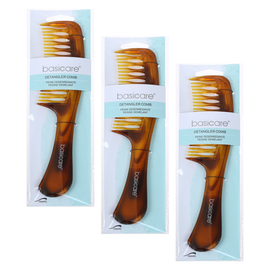 Basicare Bundle of 3 Hair Comb Brush Detangler 22cm Smooth Styling