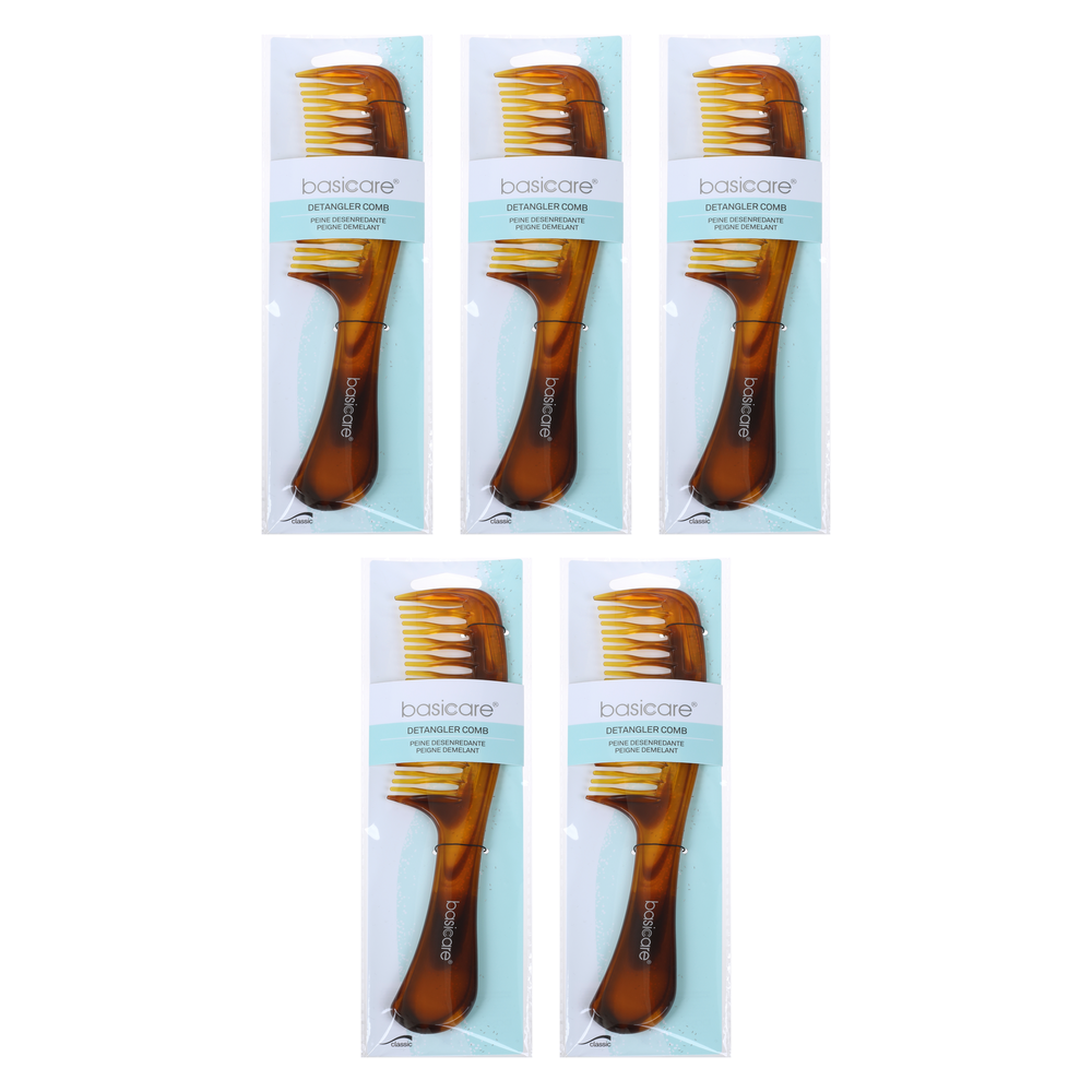 Basicare Hair Comb Brush Detangler 22cm Bundle of 5 for Smooth Styling