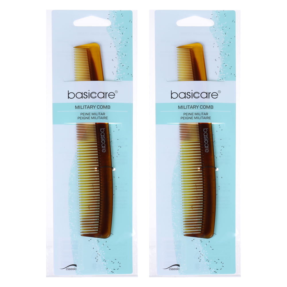 Basicare Mens Anti Static Military Hair Comb 18cm Compact Travel Pack of 2