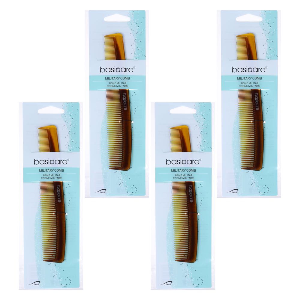 Basicare Mens Hair Comb Military 18cm Bundle of 4 Anti Static Travel