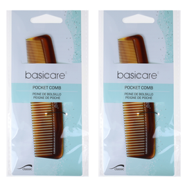 Basicare Pocket Hair Comb 12.2cm Fine Tooth 2 Pack for Fine to Medium Hair