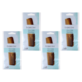 Basicare Pocket Hair Comb 12.2cm Fine Tooth 4 Pack Travel Styling Comb