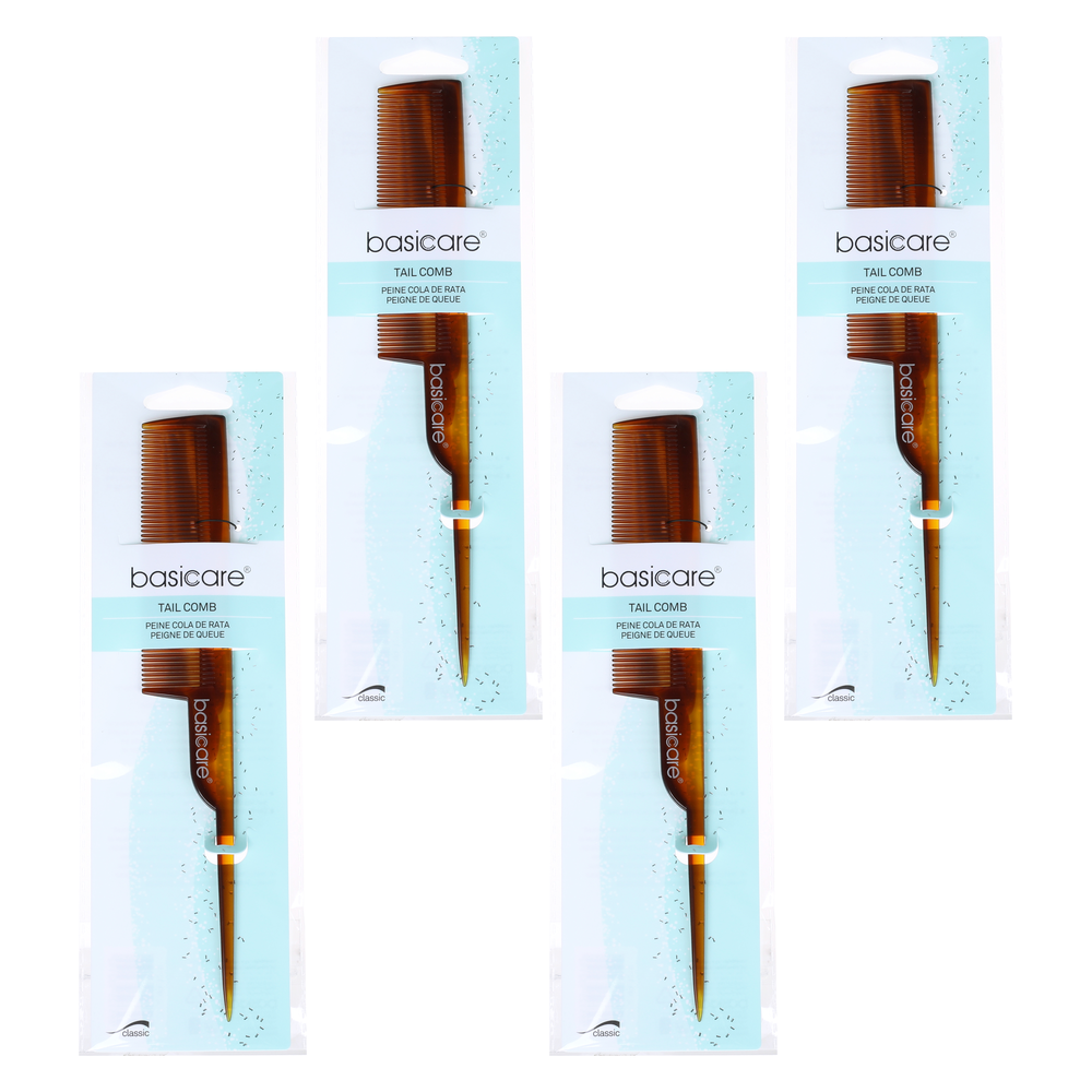 Basicare Hair Tail Comb Bundle 4 Pack Professional Sectioning Styling Comb