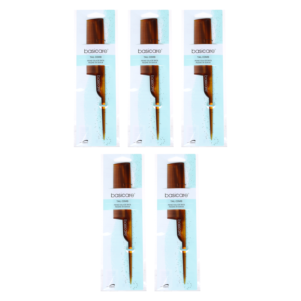 Basicare Hair Tail Comb Bundle of 5 Professional Styling Sectioning Comb