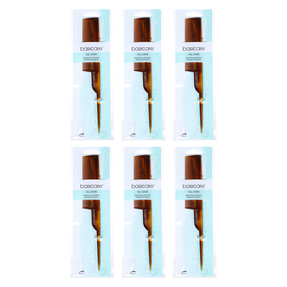 Basicare Hair Tail Comb 6 Pack Professional Styling and Sectioning Comb