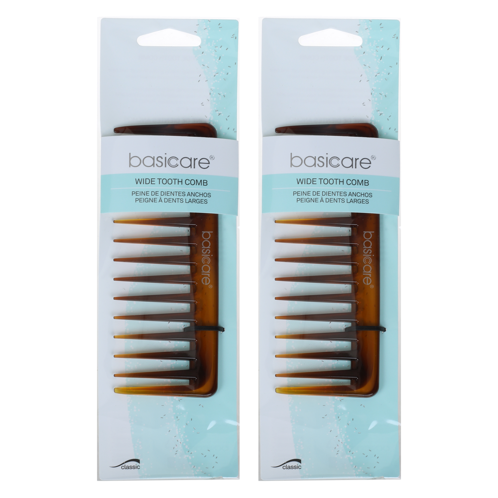 Basicare Wide Tooth Comb 2 Pack for Curly Hair Detangling with Hanger