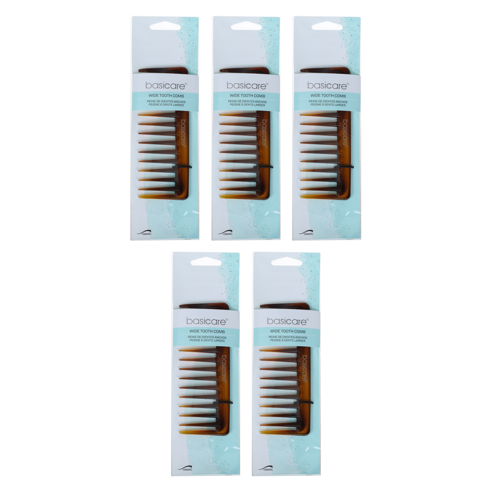 Basicare Wide Tooth Comb Bundle 5 Pack Detangling Comb for Curly Hair