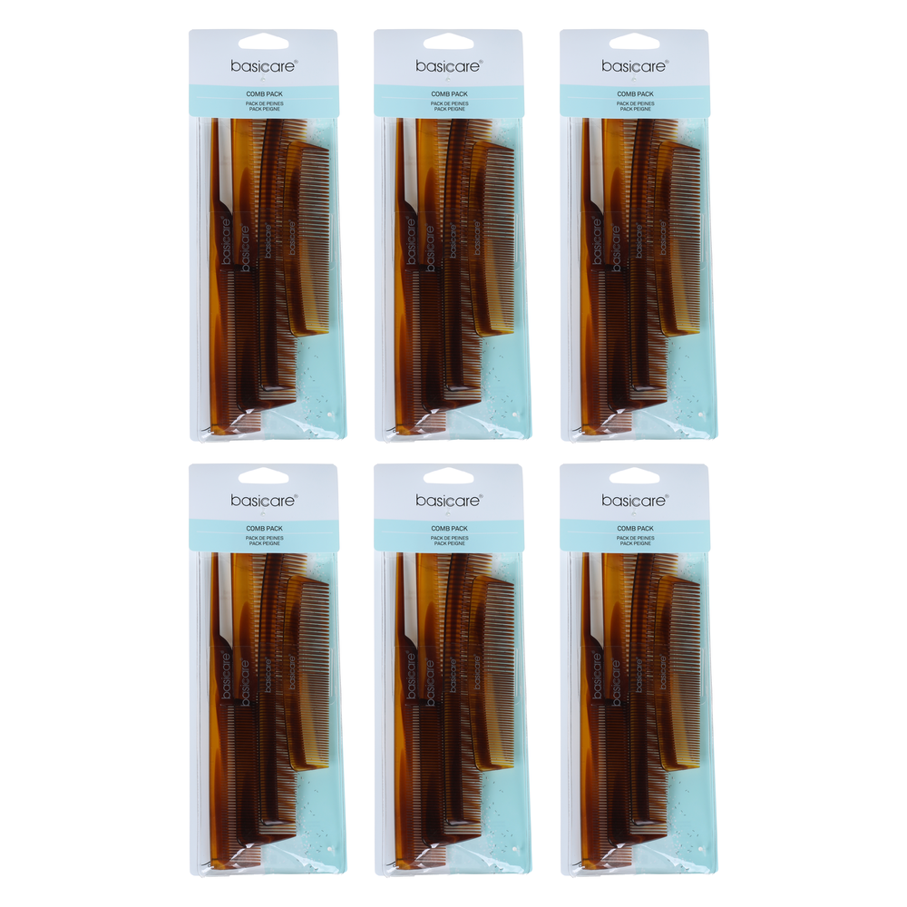 Basicare Hair Comb Pack of 4 Bundle of 6 Packs