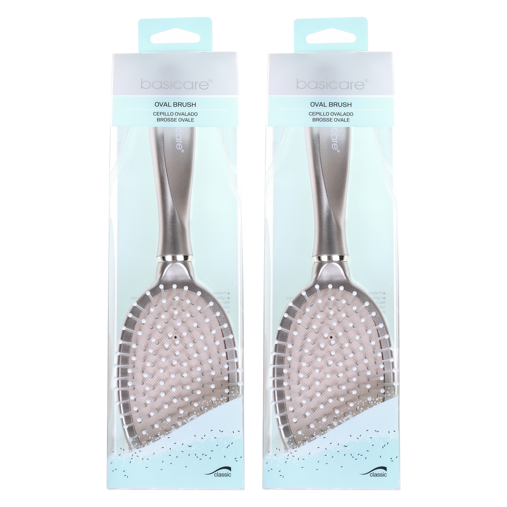 Basicare Oval Hair Brush 26cm Detangling Brush Smooth Healthy Hair Pack of 2