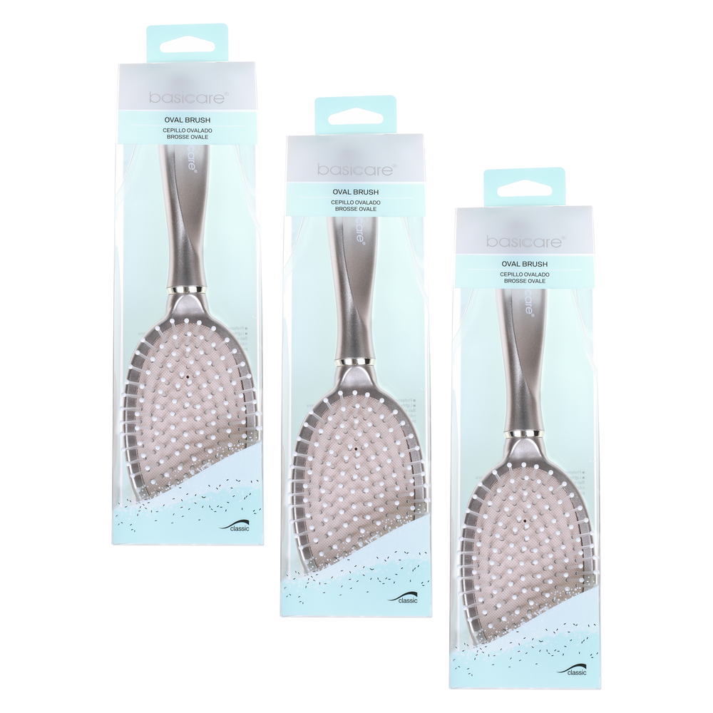 Basicare 3 Pack Oval Hair Brush 26cm Detangling Brush Bundle