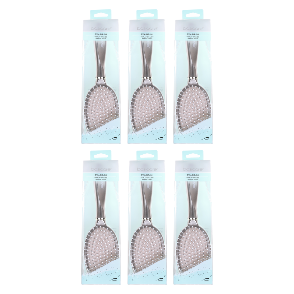 Basicare Oval Hair Brush 26cm Bundle of 6 Detangling Comb for Smooth Hair