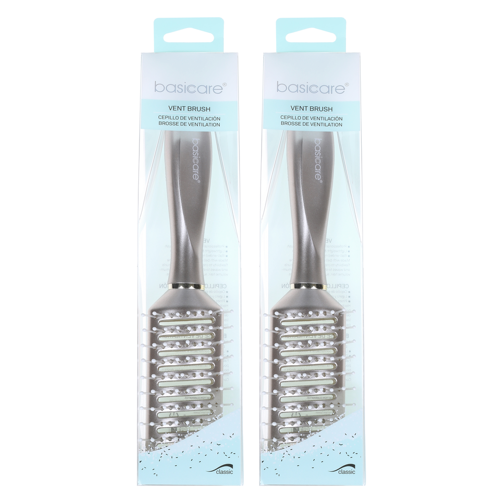 Basicare Vent Brush Black Twin Pack Blow Drying Styling Detangling