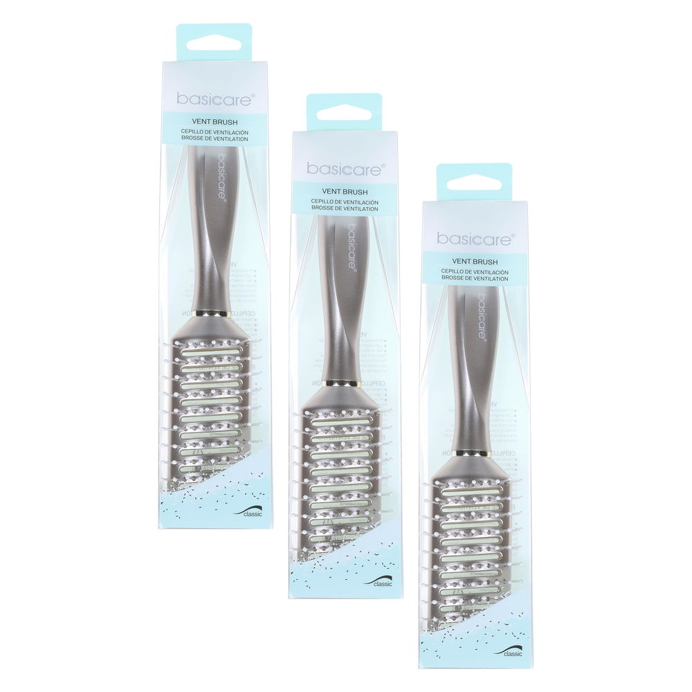 Basicare Vent Brush Black 3 Pack Blow Dry Styling Detangling Hair Brush