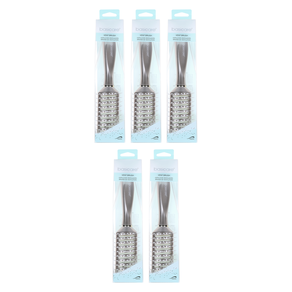 Basicare Vent Brush Black 5 Pack for Blow Drying Styling Detangling Hair Brush