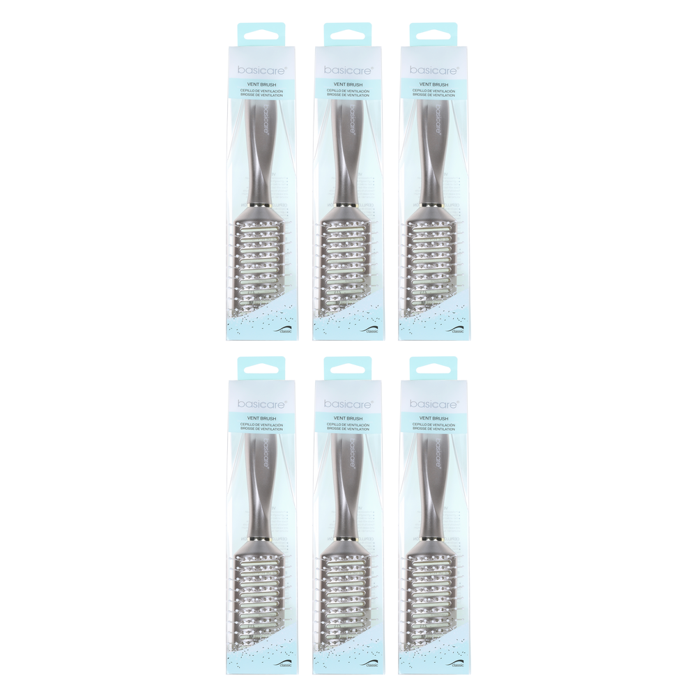 Basicare Vent Brush Black Bundle of 6 for Blow Drying Styling Detangling