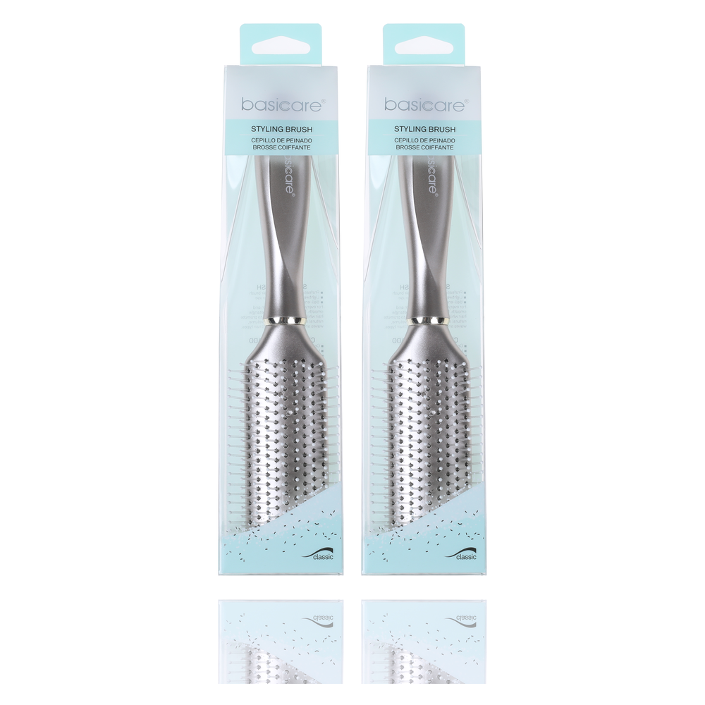 Basicare Styling Brush 26cm Ball Tip Nylon Bristles Non Slip Handle Pack of 2