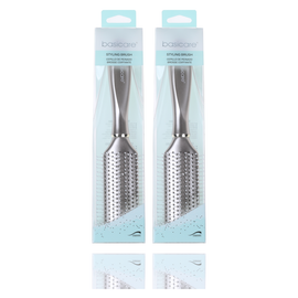 Basicare Styling Brush 26cm Ball Tip Nylon Bristles Non Slip Handle Pack of 2