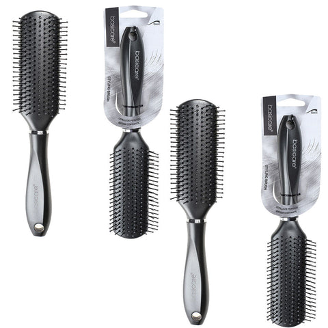 Basicare Styling Brush 26cm Ball Tip Nylon Bristles Non Slip Handle Pack of 2