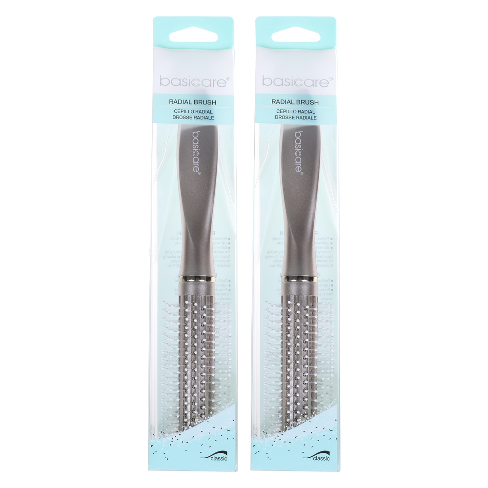 Basicare Round Radial Vent Brush for Blow Drying Styling Ball Tip Pins x2