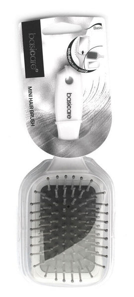 Basicare Mini Paddle Hair Brush with Mirror Compact Travel Hairdressing Comb
