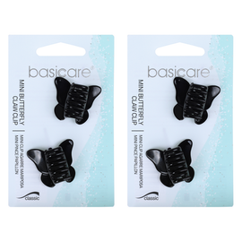 Basicare Black Mini Butterfly Hair Clip Bundle of 2 Secure Hold