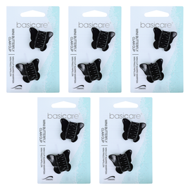 Basicare Black Mini Butterfly Hair Clips Pack of 2 Bundle of 5