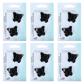 Basicare Black Mini Butterfly Hair Clips Bundle of 6