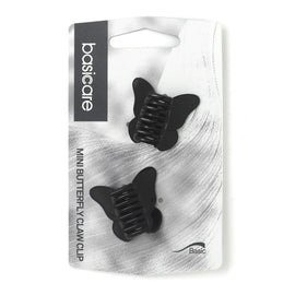 Basicare Black Mini Butterfly Hair Clips Pack of 2 Secure Stylish Hold
