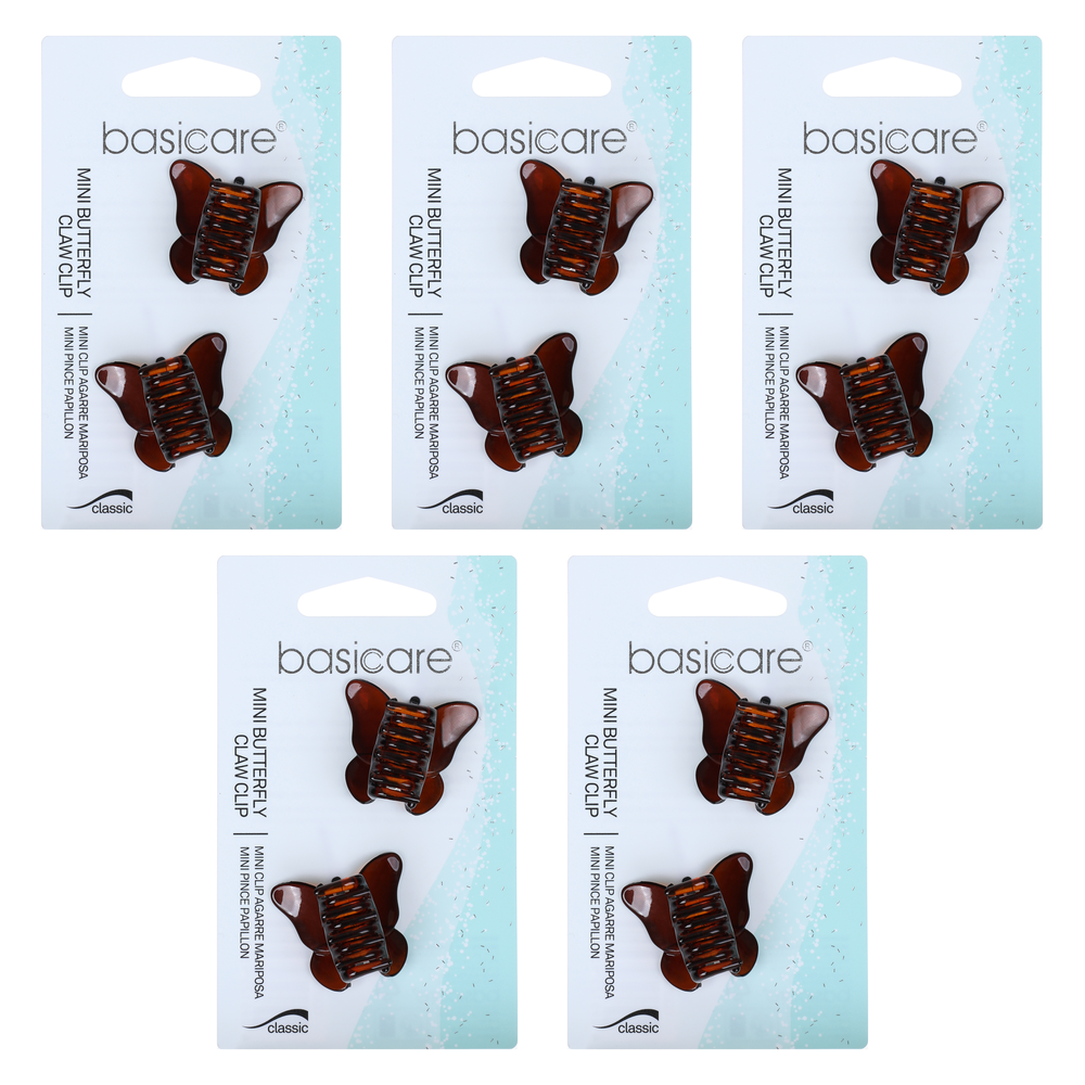 Basicare Shell Mini Butterfly Claw Hair Clips Bundle of 5