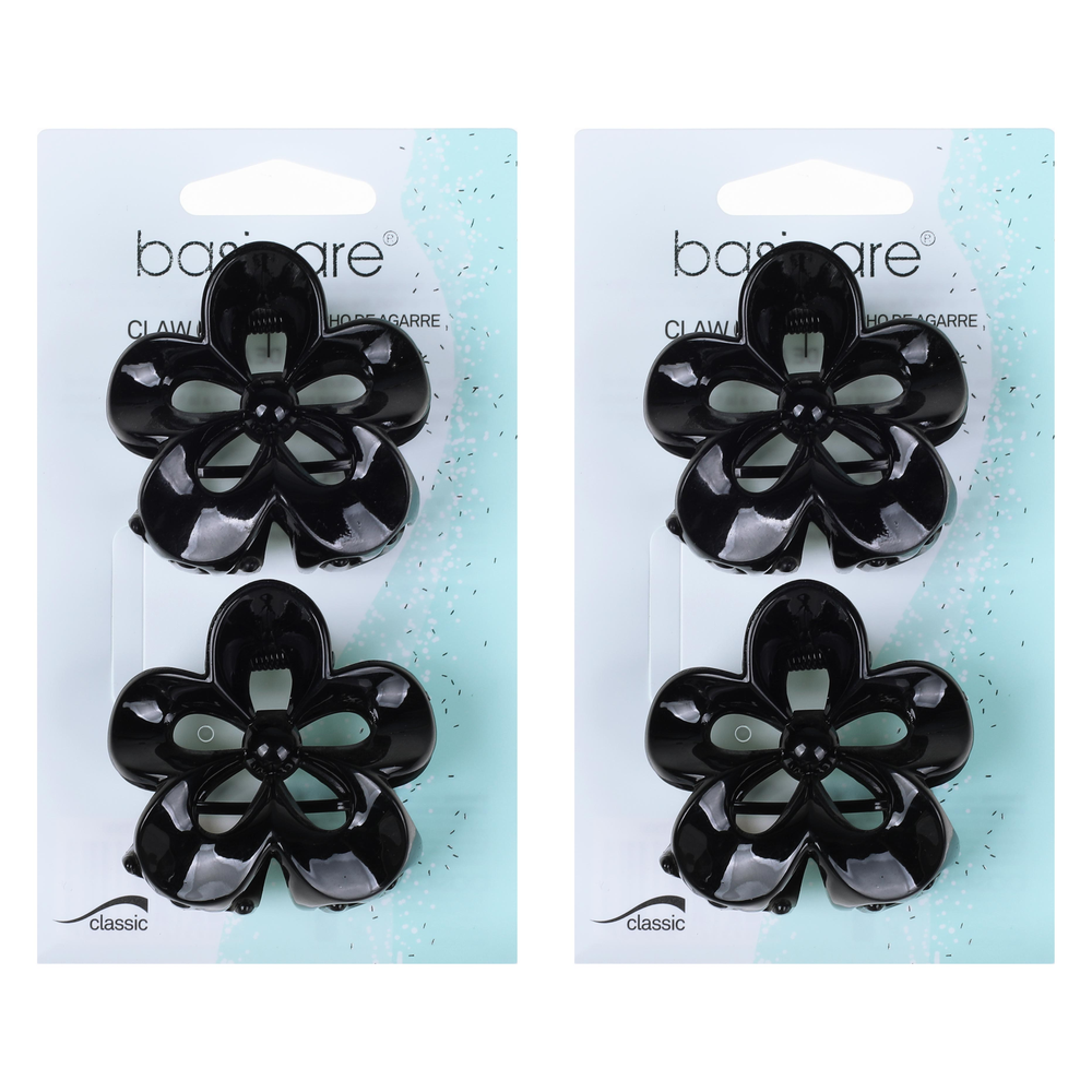 Basicare Black Flower Hair Clips Pack of 2 Secure Stylish Claw Accessories